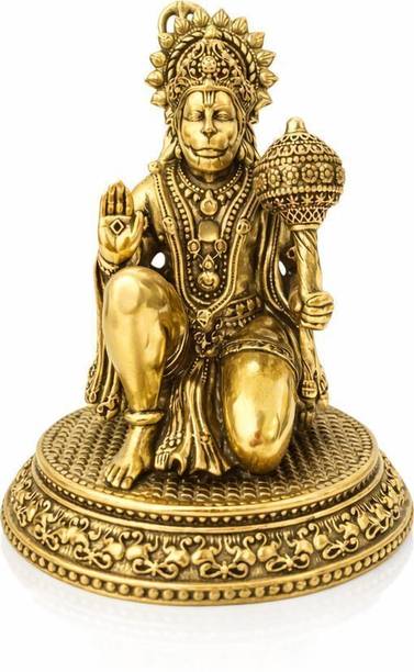 vastu vardan Brass Hanuman Ji Murti|Size-9 cm|Bajrangbali Idol for Home Temple & Gift Purpose Decorative Showpiece  -  9 cm