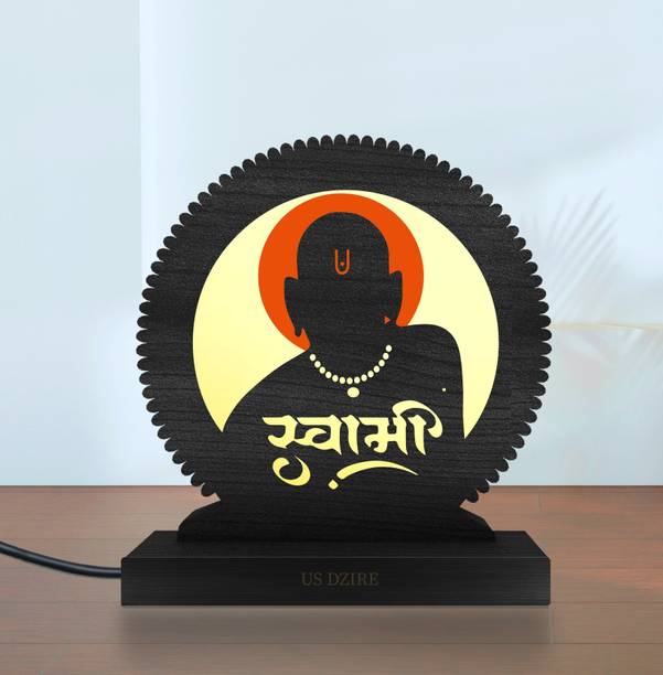 US DZIRE 640 Shri Swami Samarth Art Table Décor Light Wooden Frame Home,Office Decorative Showpiece  -  19 cm