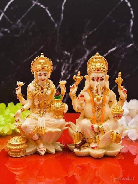 avenew Lord laxmi Ganesha Big Size Statue for Home I God Idols For Diwali Decorative Showpiece  -  10 cm