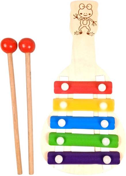 Apkamart Wooden Xylophone Toy with 2 Mallets - 5 Note | Musical Instruments / Toys Decorative Showpiece  -  2 cm