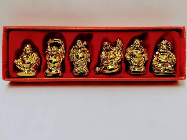 jangra Set of Laughing Buddha 6 Pc Set 6 Different Poses Set Table Decoration Showpiece Decorative Showpiece - 5 cm