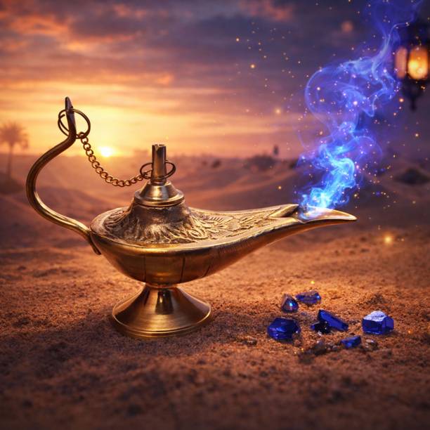 CHUNGROO Antique Aladdin Genie Lamp Brass Showpiece for Home & Table Decor Decorative Showpiece  -  10 cm