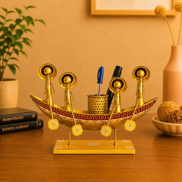 Desi Craft Decor Antique Decorative Metal Boat Pen Holder, Pen Stand for Office 