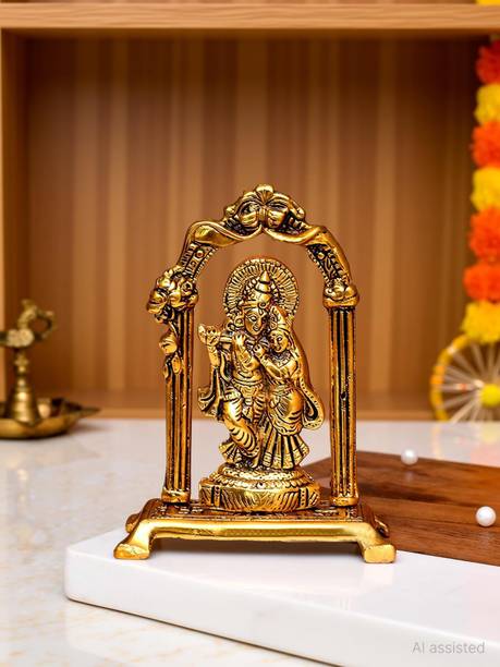 inDecor Metal Radha Krishna Murti Idol For Home & Office Decor, Krishna and Radha Gift Decorative Showpiece - 19.5 cm