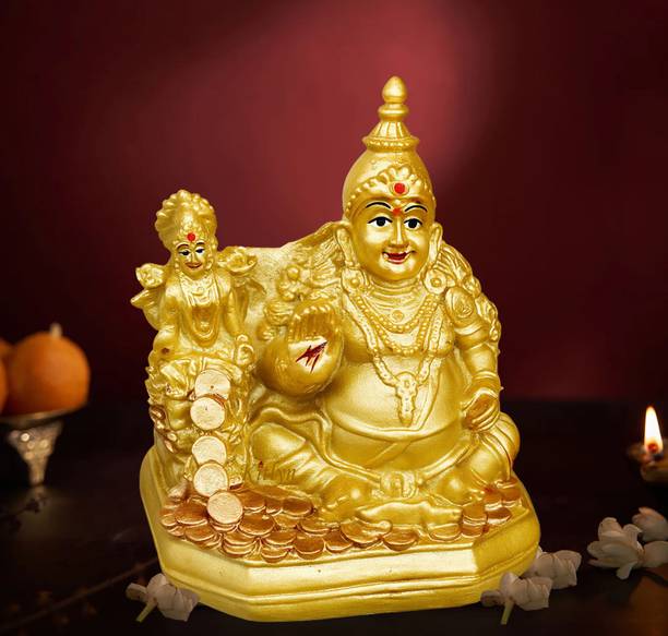 Kitlyn Lakshmi Kuber Statue As per VASTU Methology Religious Spritual Idols Showpieces Placed in North East Direction of Drawing / Living & Pooja Room , brings Wealth , Health , Peace & Happiness Among The Home Members Like Mother , Father , Husband , Wife , Brother , Sister , Son , Daughter & Friend . GIFT FOR : It is a Best Gift for Marriage Anniversary , Parents , Mothers day , Wedding Return Gift , Birthday , House warming , Office / Shop Inaugration , Festive occasions - Like Diwali ,Raksha Bandhan , Grah pravesh and Corporate Gifts. Decorative Showpiece  -  10 cm
