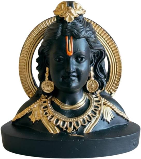 Carlistic Ram Lalla Murti Matte Black Finish with Gold Detailing Decorative Showpiece  -  9 cm