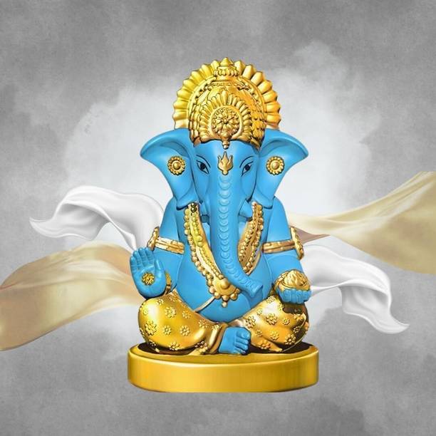 BLADESMITH Ganesh Ji Idol statue murti Car, Office and Home Decor - Sky Blue Decorative Showpiece  -  10.2 cm