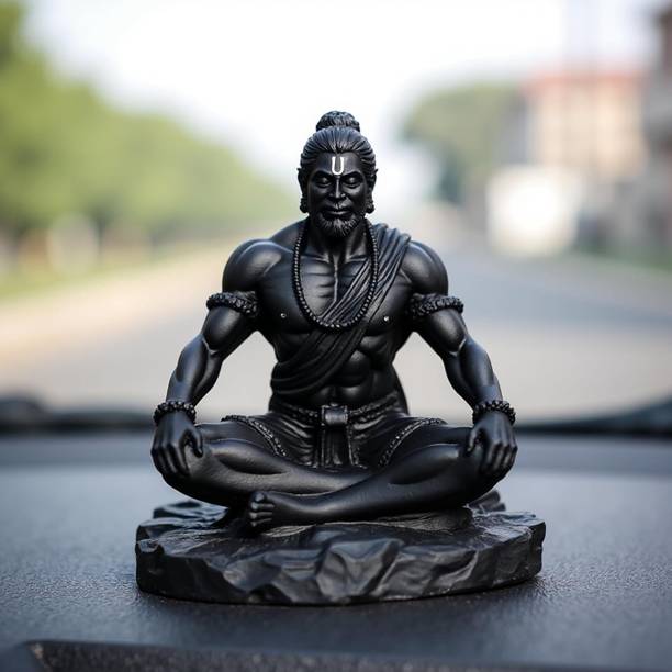 QUBIX Hanuman Resin Idol for Car Dashboard, Home & Office Desk Decor Decorative Showpiece  -  10 cm