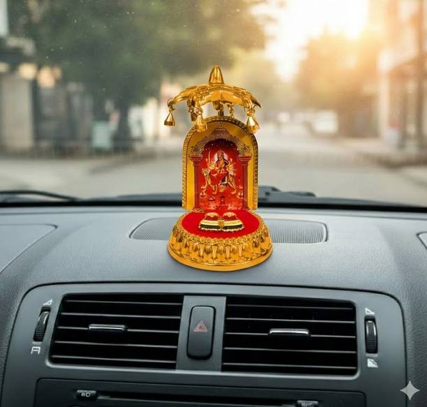 Airtick Durga/Sherawali Mata Charan Paduka And Umbrella Chhatri/Chhatra Aasan God Idol Decorative Showpiece  -  11 cm