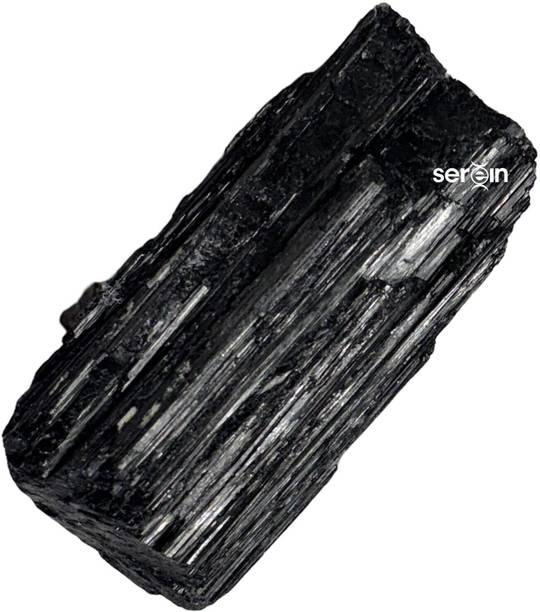 SereinWellness Black Tourmaline Raw Stone Healing Crystal Rough Stone for Protection 100 gm Decorative Showpiece  -  2.5 cm