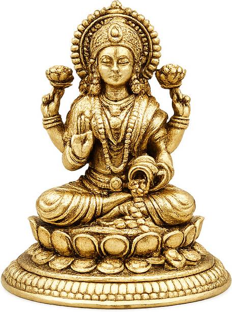 Shree Swarn Akarshan Shree Swarn Akarshan 100% Pure Brass Laxmi Ji Idol Decorative Showpiece  -  5 cm