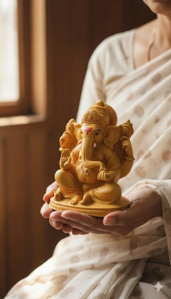 WearCraftJPR Ganesh Ji Murti Vighnaharta for Success, Positivity & New Beginnings Decorative Showpiece  -  12 cm