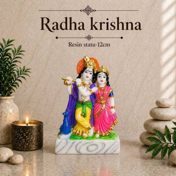 Aghor Radha Krishna Resin Statue - Decorative Idol for Home Décor & Spiritual space Decorative Showpiece  -  12 cm