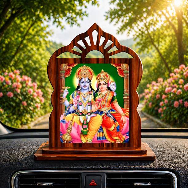 GiftsRange Lakshmi Narayan Laxmi Vishnu Car Dashboard Idol Premium Decorative Showpiece  -  11 cm