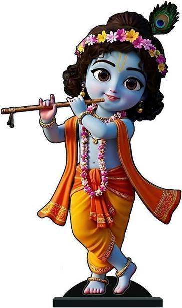 Klaybox Lord Sree Krishna 2D Acrylic Printed Miniature Krishna for Home and Car Decorative Showpiece  -  12.8 cm