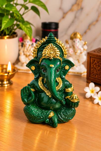 sss sculpture SSS SCULPTURE Ganesh Ji Idol for Home Temple & Office Decor | Lord Ganesha Murti Decorative Showpiece  -  9 cm