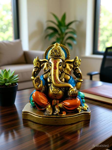 TheDecorCulture Ganesh Ji Murti Idol Statue for Home, Car, Temple, Office Decorative Showpiece - 11 cm