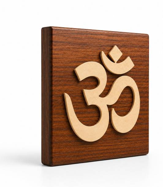 AWA INDIA Omm Wall 3D Wooden Handcrafted Sticker Size 10L cm*10W cm Ideal for Office, Decorative Showpiece  -  10 cm