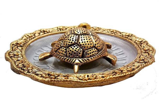 SBBCO Original Metal feng-shui Tortoise On Plate showpiece Vaastu Item Decorative Showpiece  -  9.9 cm