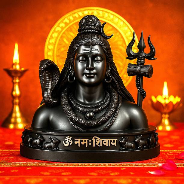 shyam lalla handicraft Exclusive Shiv Ji Murti with Damroo Trishul | Car Dashboard Decoration Idol Decorative Showpiece  -  9 cm