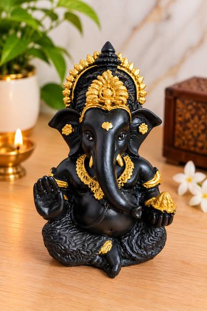 sss sculpture SSS SCULPTURE Ganesh Ji Idol for Home Temple & Office Decor | Lord Ganesha Murti Decorative Showpiece  -  9 cm