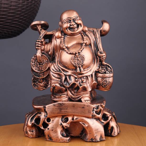 SPLICE Resin Decorative Idol Statue Showpiece Laughing Buddha Decorative Showpiece  -  23 cm