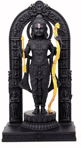 Gaurav Craft Black Lord Rama Murti Idol Statue for Home Temple Office Car Dashboard Decorative Showpiece  -  20 cm