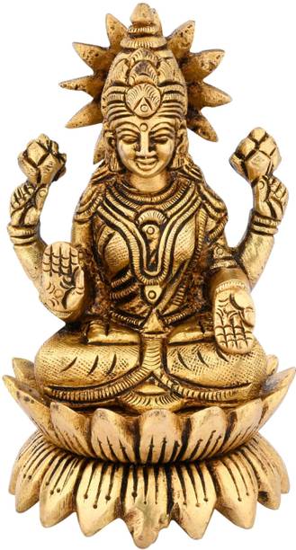 Shreeyash Brass Laxmi Lakshmi Goddess Murti Idol Mahalaxmi Murti Figurine Sculpture Decorative Showpiece  -  8.9 cm