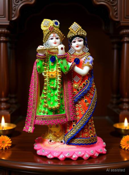 PGnG Radha Krishna Murti for Pooja and Home Decoration Decorative Showpiece  -  22 cm
