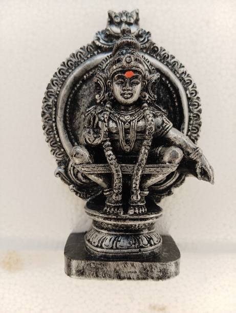 HEENA HOME DECOR HEENA HOME DECOR GOD AYYAPPA SILVER COLOR POLYSTONE IDOL Decorative Showpiece  -  10 cm