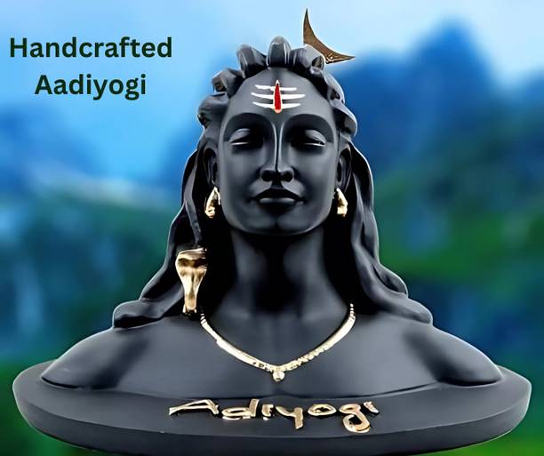 WEKTU Adiyogi Shiv Ji For Pooja Room & Car Dashboard Decorative (Polyresin, Black)07 Decorative Showpiece  -  7 cm