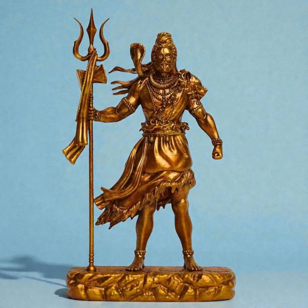 TWILIGHT GLOW Premium Golden Shiv Ji Murti for Mandir & Home Decor Decorative Showpiece  -  10 cm