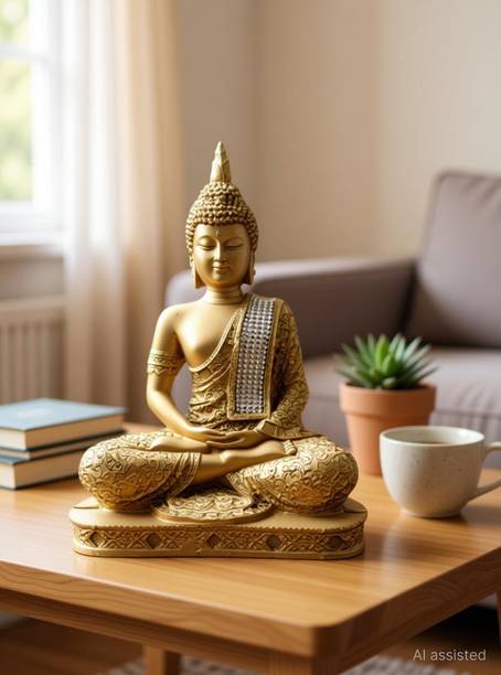 triptimultihub buddha Statue showpiece Idol Beautiful for Gift Home decor Kitchen Items Decorative Showpiece  -  18 cm