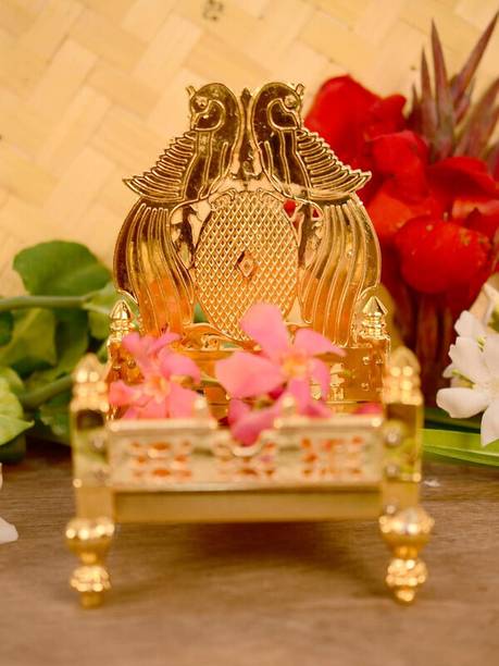 sanskaari LADOO GOPAL SINGHASAN / PREMIUM QUALITY METAL SINGHASAN FOR HOME TEMPLE Decorative Showpiece  -  14 cm