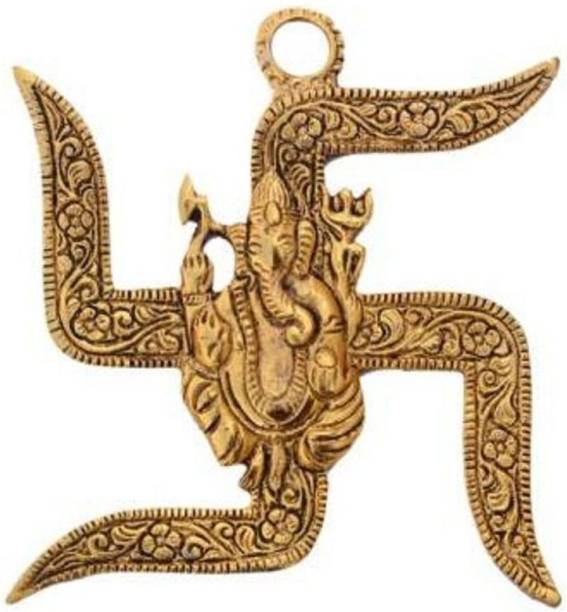 GOKULESHOPEE Ganesh Swastik For Wall Hanging Ganpati Ganesha Door Hanging Decorative Decorative Showpiece  -  10 cm
