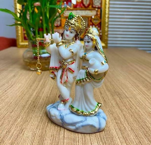 ASHA Lord Radha Krishan Marble Statue for Pooja Radha Krishan Idol Murti Love Couple Decorative Showpiece  -  20 cm