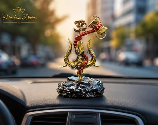 Muskan Divine Lord Shiva Trishul With Rudraksh for Car Dashboard or Home Temple , office Table Decorative Showpiece  -  7.5 cm