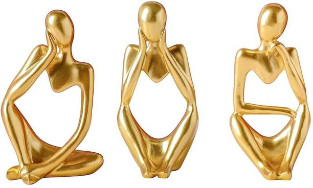handmadevalley Decorative Abstract Thinker Men Statue Set Of 3 Modern Art Showpiece Sculpture Decorative Showpiece  -  13 cm