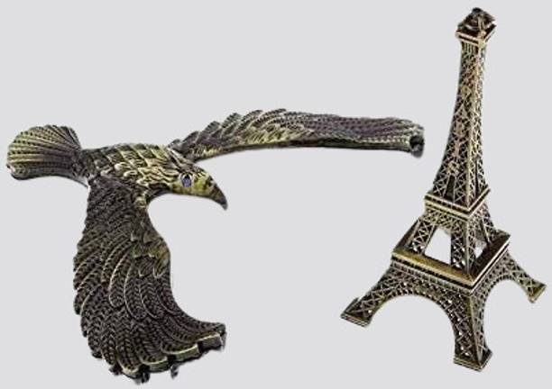 APEROL DESIGN Self Balancing Eagle Eiffel Tower Decor Toy - Antique Gold Table top Statue Decorative Showpiece  -  10 cm