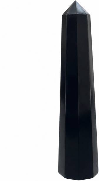 OCCULT FIT Black Tourmaline Tower Crystal Stones Negative En for Vastu Yoga Tools 60-100 Gm Decorative Showpiece - 10 cm