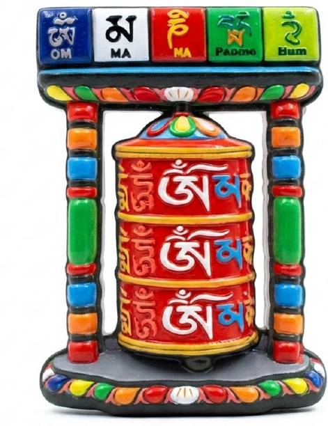 numeroastro 3D Magnetic Sticker in Marble for Fridge (Tibetan Prayer Wheel) Decorative Showpiece - 8 cm