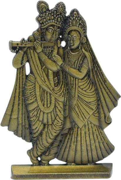 ZENITH Metal Radha Krishna Idol Murti (Bronze) Decorative Showpiece  -  6.5 cm