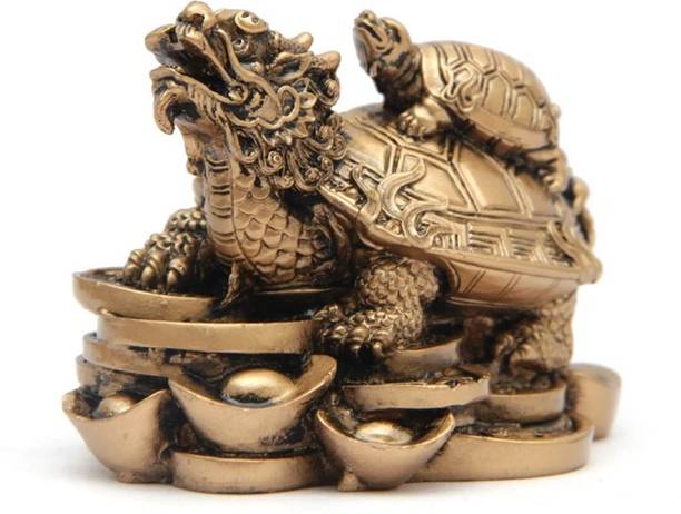 Gifts By Meeta Vastu Fengshui Dragon Tortoise for Longevity, Love & Harmony of Family Decorative Showpiece  -  6 cm