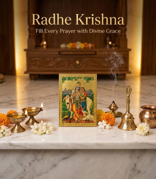 SBBCO Divine Magnet Radha Krishna Small Blessing Frame Decorative Showpiece  -  4 cm