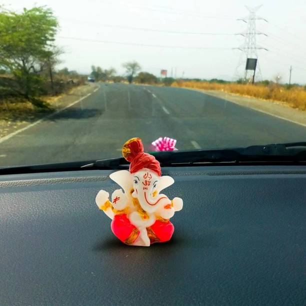 DAMAJI Car Dashboard Ganesh l Decorative Showpiece 5.5x6.2cm Decorative Showpiece Decorative Showpiece  -  6.2 cm