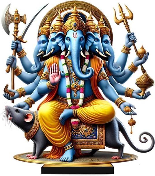 Klaybox Maha Ganesh 2D Miniature Acrylic Figurine for Home Decor & Temple Decorative Showpiece  -  11.5 cm