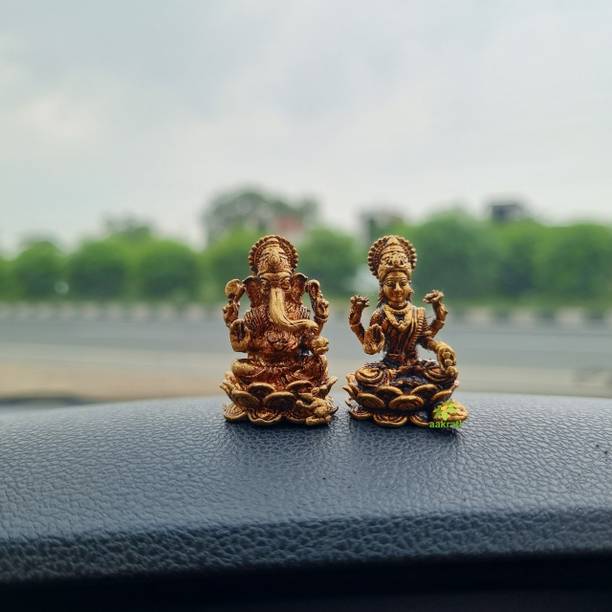 aakrati Laxmi Ganesh Statue| Made in Brass| Temple Décor| Puja Items Decorative Showpiece  -  3.05 cm
