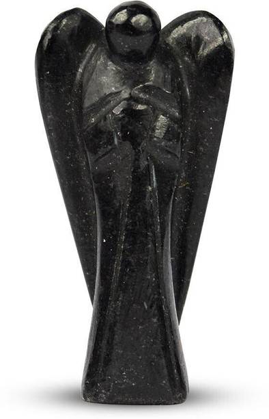 CRYSTU Natural Black Tourmaline Crystal Angel Size 2.4 cm (1 inch) Decorative Showpiece  -  2.5 cm