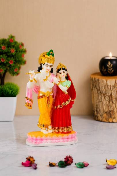 ASHA Radha Krishan Marble Statue / Radha Krishan Idol Murti Decorative Showpiece  -  15 cm