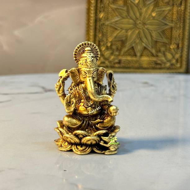 aakrati Lord Ganesh Brass Statue Made By Aakrati| Brass Décor| Ganesh Idol Decorative Showpiece  -  3.81 cm